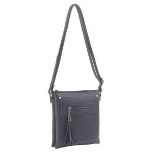 Black Sara Crossbody Purse - Pu Vegan Leather Trendy Shoulder Bag :]